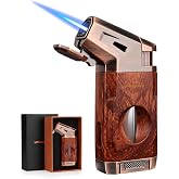 Torch Lighter with Jet Flame, Built-in V Shear, Refillable Butane Torch Lighters, Box for Men, All-in-one Windproof Cool Lighters for Candle, Outdoor