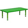 Flash Furniture Rectangular Plastic Height Adjustable Activity Table, 24 x 48, Green