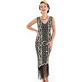 PrettyGuide Women's Flapper Dresses 1920s Gatsby Sequin Fringed Asymmetric Hem Roaring 20s Cocktail Dress
