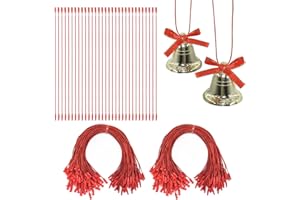 HDST-HOME 500 Pieces Ornament Hangers Snap Fasteners Lock String Tags Hanger Polyester Ropes for Christmas Valentine's Day Party Hanging Decor Hanging Decorations (Red)