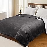 HOW'S MY HOUSE Heated Blanket 84" x 90", Dual Control Electric Blanket Queen Size with 10 Time Settings & 6 Heating Levels, Over-Heat Protection, Flannel Sherpa Super Cozy with ETL Certification, Gray