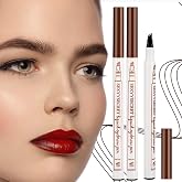 2025 New 2PCS 3D Magic Microblading Eyebrow Pencil, 4-Head Split Waterproof Long-Lasting Wild Eyebrow Pen, Upgraded Fine-Stroke Makeup, Stay-on-All-Day (Dark Brown)