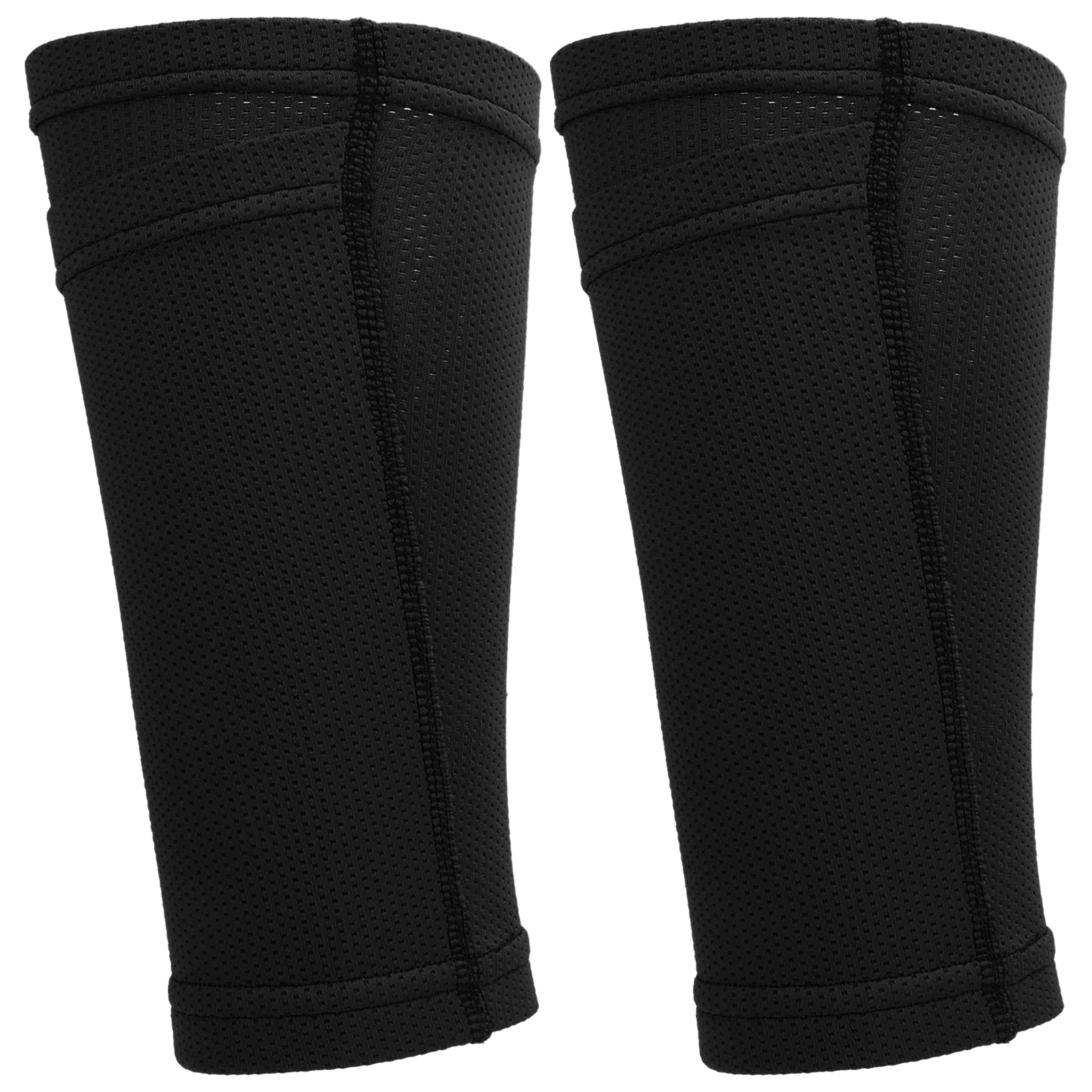 EVGATSAUTO Soccer Shin Guard Sleeves, Shin Liners, 1 Pair Soccer Shin Guard Socks Double Layer Shin Pad Sleeves for Football TrainingBlack (Teen/M)