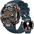 Military Smart Watch for Men with LED Flashlight Compass, Activity Tracker with 110+ Sports Mode Heart Rate Blood Pressure SpO2 Sleep Monitor, 1.46" HD Rugged Bluetooth Smartwatch for Android iOS