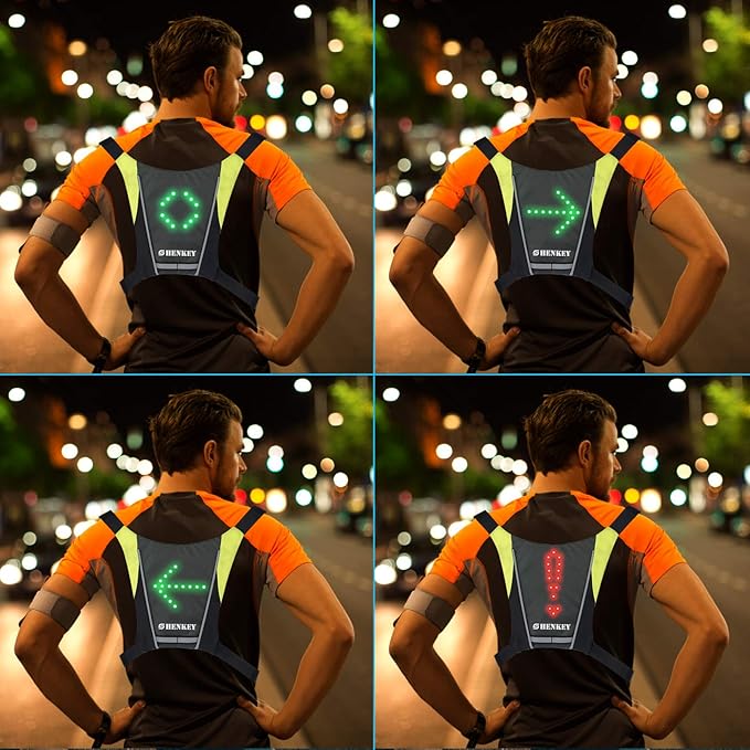 shenkey chaleco de senal de giro led chaleco reflectante led con indicador de direccion control remoto luces de giro usb recargable facil