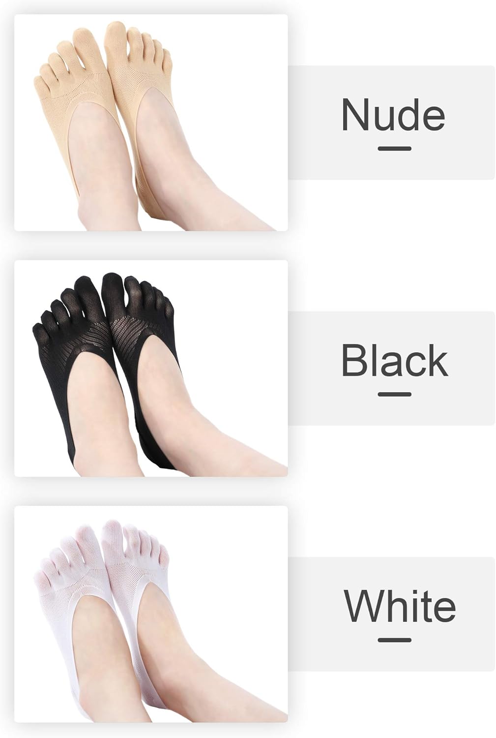 Pangda 6 Pairs Women Toe Socks No Show Full Five Finger Socks Low-cut Liner Socks with Gel Tab (Color Set 1) at  Women’s Clothing store