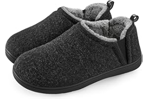 Snug Leaves Men's Faux Wool Slippers Comfy Warm Winter House Shoes with Elastic Gores