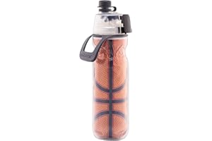 O2COOL Mist 'N Sip Misting Water Bottle 2-in-1 Mist And Sip Function With No Leak Pull Top Spout Reusable Sports Water Bottle - 20 oz (Basketball)