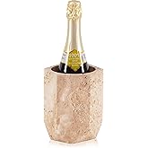 SPESHSTONES Marble Wine Chiller 6.5 Inch Handmade Travertine Wine Cooler, Stone Bottle Holder Countertop, Marble Champagne Chiller for Beverages, Home Bar, Party & Gifts