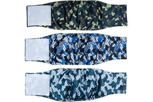 Pet Soft Washable Dog Diapers - Male Dog Belly Bands Diapers for Doggy, Washable Male Dog Belly Wraps 3Pack(Army, S)