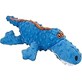 goDog Gators Squeaky Plush Dog Toy with Chew Guard Technology, Durable Fabric &amp; Squeaker for Active Play, Blue, Large