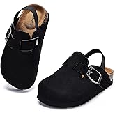 Torotto Kids Suede Clogs Toddler Boys Girls Cork Footbed Clogs with Arch Support & Adjustable Straps for Indoor & Outdoor