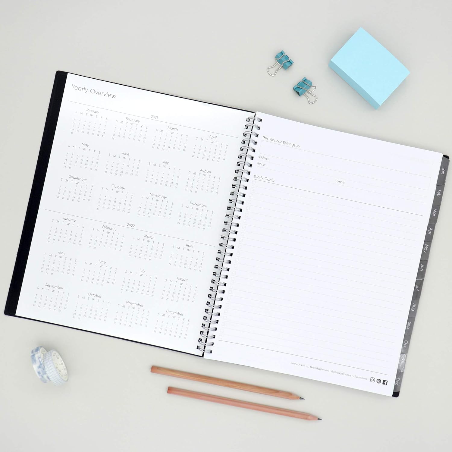 Blue Sky 2021 Weekly & Monthly Planner, Flexible Cover, Twin-Wire Binding, 8.5" x 11", Enterprise (124093) : Office Products