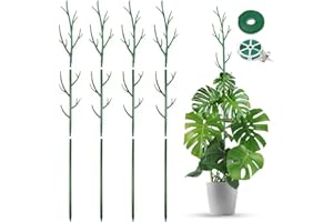 New Upgrades 4 Stackable Monstera Plant Support Stakes, 39.4 Inch Climbing Plants Support Structures with Twist Ties and Plan
