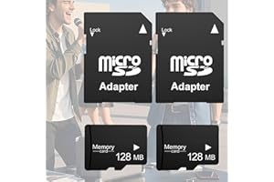 Micro SD Card 128MB (0.12GB) 2 Pack, Bulk Low Capacity Memory Card with SD Adapter, for MP3 Players, Old Phones, Small Files 