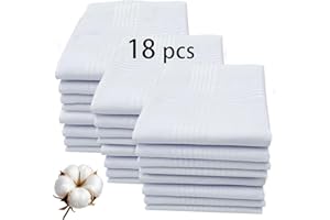 30PCS Handkerchiefs for men 100% Soft Cotton White Hankie handkerchief 16x16 bulk, White,