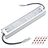 EOPWR LED Driver 60W Waterproof IP67 Power Supply AC120-277V to 12V DC Low Voltage Transformer Adapter Constant Voltage for LED Strip UL CE TAA (12V 60W)