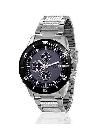 Iik Collection Watches Analogue Round Black Dial Dual Time Watch For Mens And Boys -Iik-087M