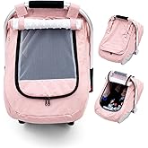 Waterproof Car Seat Cover Baby, 3D Mink Dot Infant Car Seat Cover with 2 Breathable Vents, Universal Carseat Canopy for Girls Boys, Baby Carrier Cover for All Seasons, Protect from Sunlight Rain