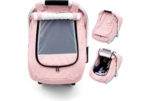 KASEEOUS Waterproof Car Seat Cover Baby, 3D Mink Dot Infant Car Seat Cover with 2 Breathable Vents, Universal Carseat Canopy for Girls Boys, Baby Carrier Cover for All Seasons, Protect from Sunlight Rain