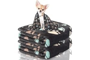 KOGSA Blankets for Dogs Small,3 Pack Dog Blankets for Small Dogs Washable,Cat Blankets 23" x 16",Cute Paw Pattern,Soft Pet Mat Throw Cover for Kennel Crate Bed,Puppy Blankets,Dog Grey Blankets