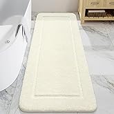 LOCHAS Bathroom Rugs, 24" x 60" Long Bath Rug, Non Slip Washable Bathroom Runner Rug Soft Thick Absorbent Bath Mat for Shower, Shaggy Plush Luxury Large Bath Rug, Cream White