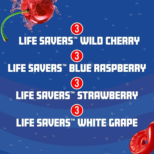 SPARKLING ICE® LIFE SAVERS™ RED, WHITE AND BLUE VARIETY PACK, ZERO SUGAR FLAVORED SPARKLING WATER, WITH VITAMINS AND ANTIOXIDANTS, LOW CALORIE BEVERAGE, 17 FL OZ BOTTLES (PACK OF 12)