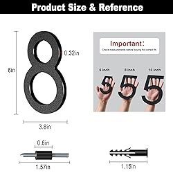 6 Inch Self-adhesive House Numbers, Modern Floating