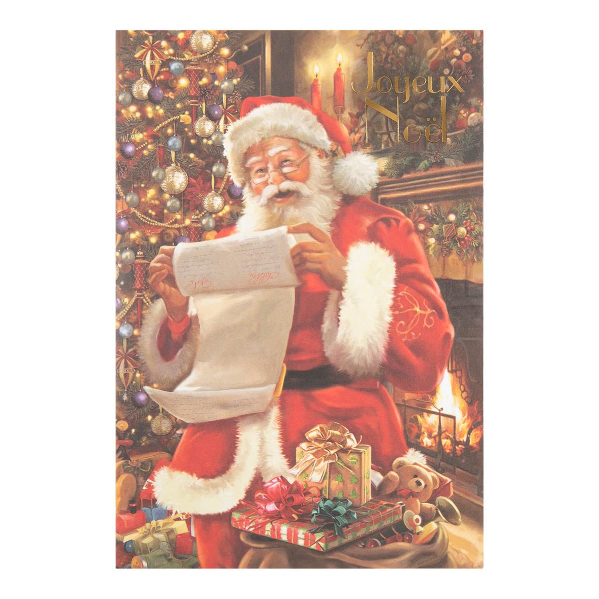 DRAEGER PARIS | Musical Greeting Card "Merry Christmas" | Santa Claus | New Year's Eve | Hot Gold Finishes | 12 x 17 cm | Made in England | Envelope Included | FSC® Paper