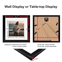 KINLINK 6x6 Picture Frames Black, Square Photo