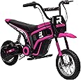 Aosom Electric Dirt Bike with Twist Grip Throttle, 24V 350W Off-Road Electric Motorcycle Up to 15 MPH with Brake, Music Horn, Rear Suspension for Ages 13+ Years, Pink