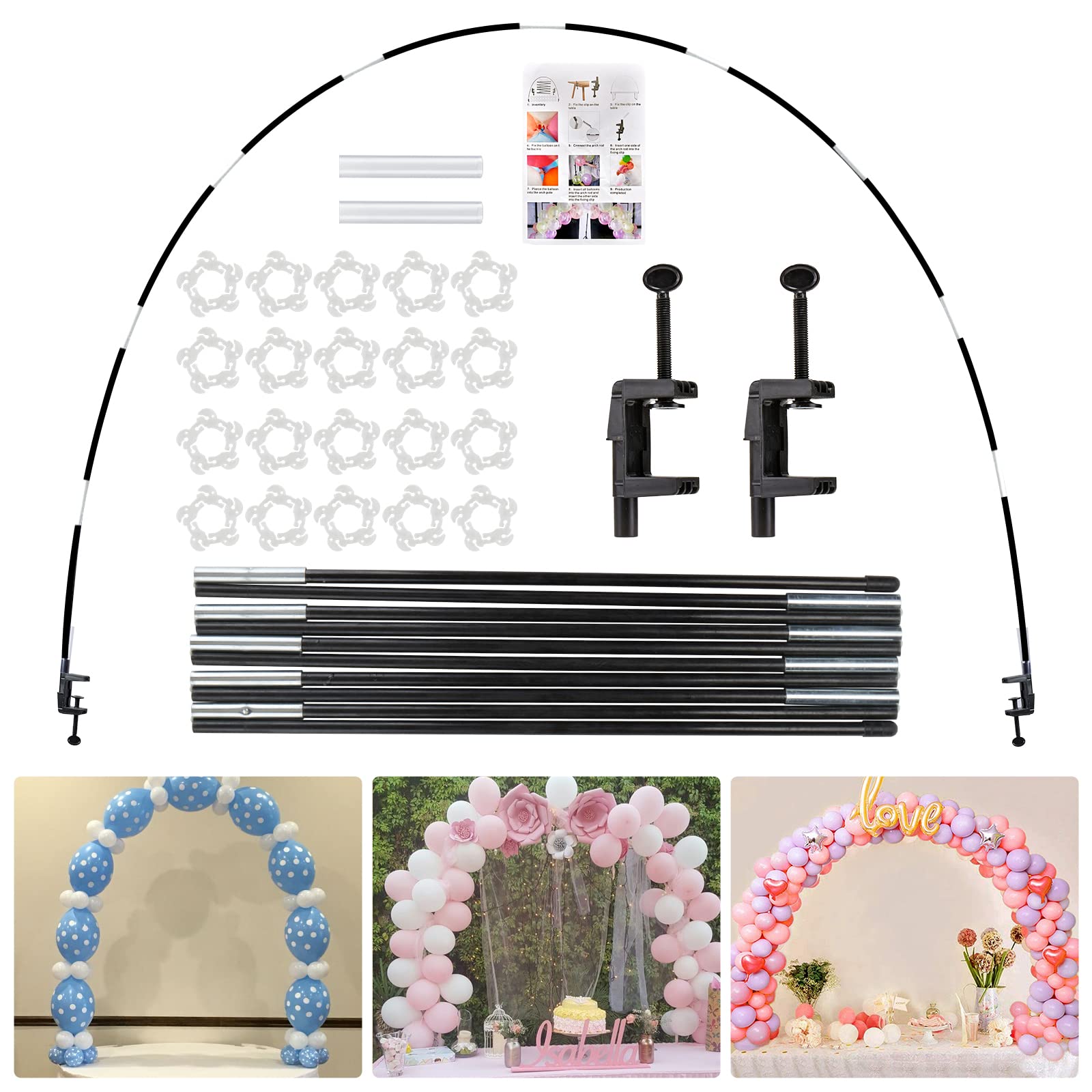 Photo 1 of Voircoloria 13ft Table Balloon Arch Kit, Balloon Arch Stand Frame for Different Size Tables Graduation Wedding Birthday Baby Shower Party Decorations(Black)