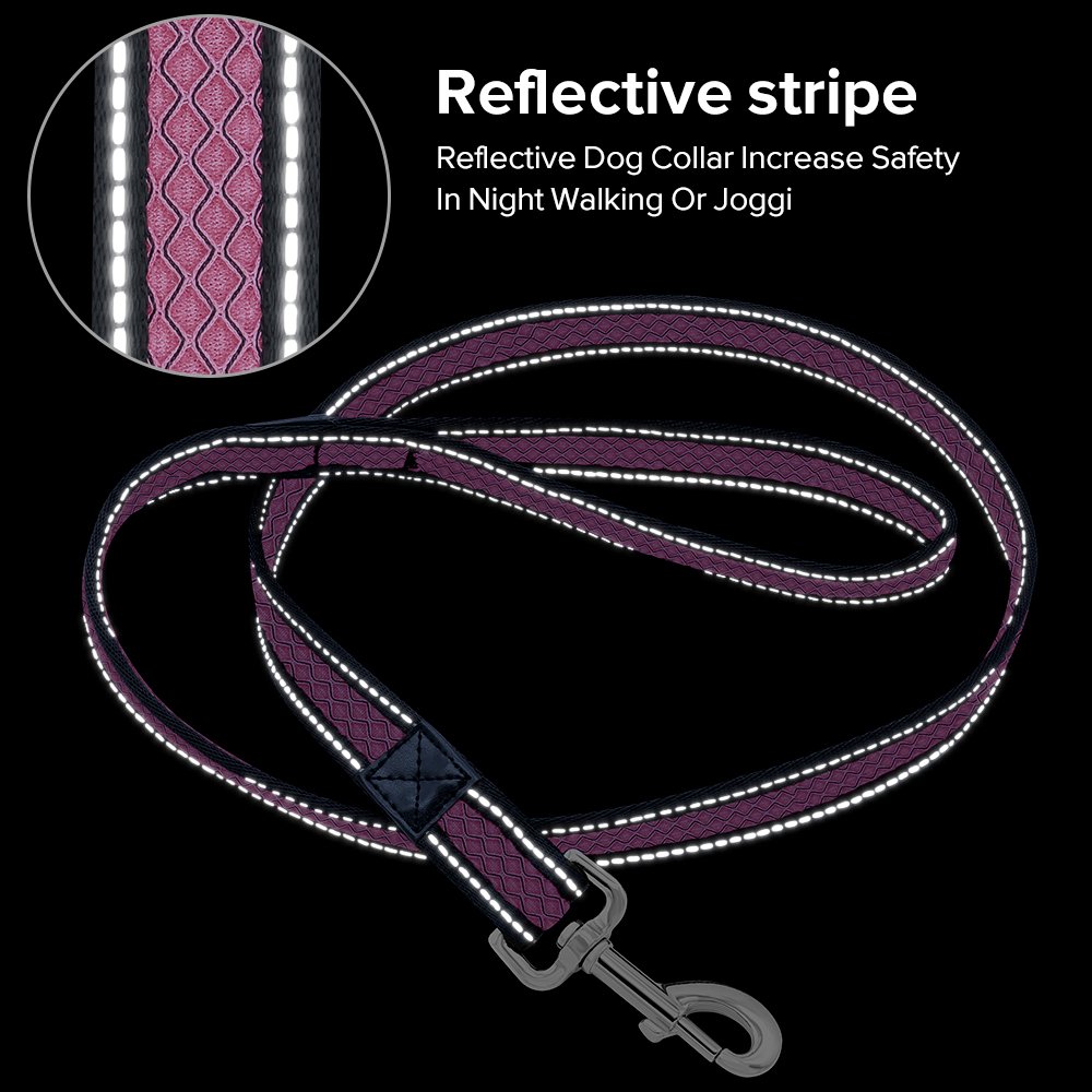 Reflective Dog Leash, Strong & Heavy Duty Pet Leash, Lightweight & Washable Soft Mesh, Handle Lead for Greater Control Safety Training, Walking, Running- Suitable For Small/Medium/Large Dogs