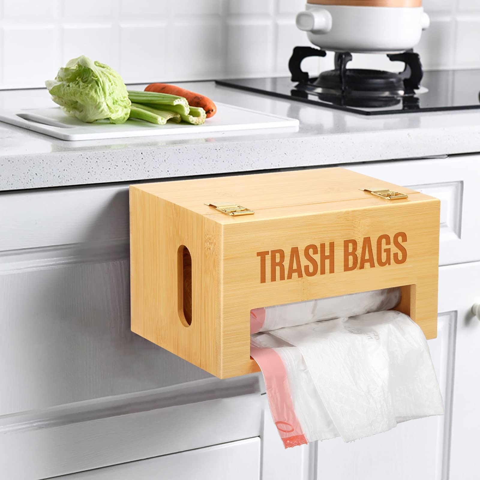 STWWO Large Metal Trash Bag Holder Dispenser - Under Sink Organizer, Wall Mount Or Freestanding - View #3