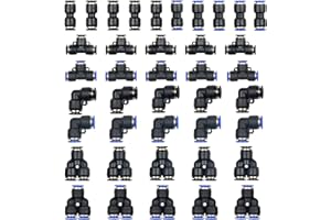 40pcs Push to Connect Fittings Quick Release Pneumatic Connectors Air Line Fittings Air Quick Water Pipe Push in Hose Couping
