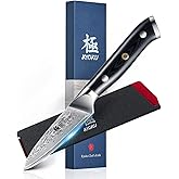 KYOKU Gin Series Paring Knife, 3.5" Fruit Knife, Japanese Style VG10 Damascus Stainless Steel Kitchen Knife with Silver Ion Blade G10 Handle Mosaic Pin, Vegetable Knife for Peeling Coring More
