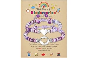 SMILELIFE 2024 First Day of Kindergarten Bracelet - Mommy and Me Matching Heart Bracelets Back to School Gift for Mom Daughter Boys Girls
