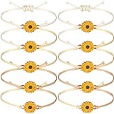 Sureio 20 Pcs Sunflower Bracelets Funny Gifts Adjustable Handmade Friendship Bracelet Bulk Boho Braided Rope String Bracelets for Women Couples Friend