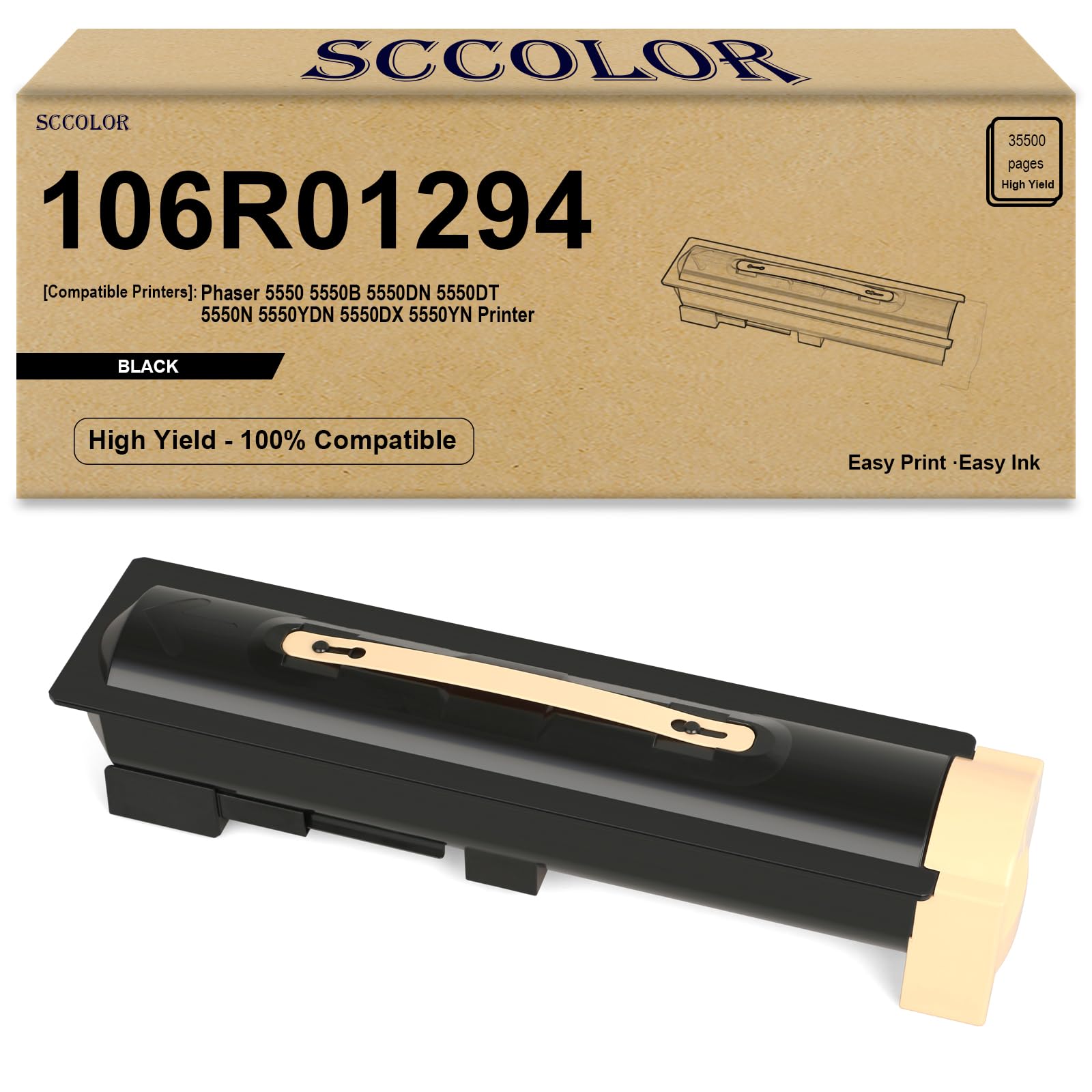 Photo 1 of 106R01294 Toner Cartridge Remanufactured 5550 Black Toner Cartridge Replacement for Xerox Phaser 5550 5550B 5550DN 5550DT 5550N 5550YDN 5550DX 5550YN Printer