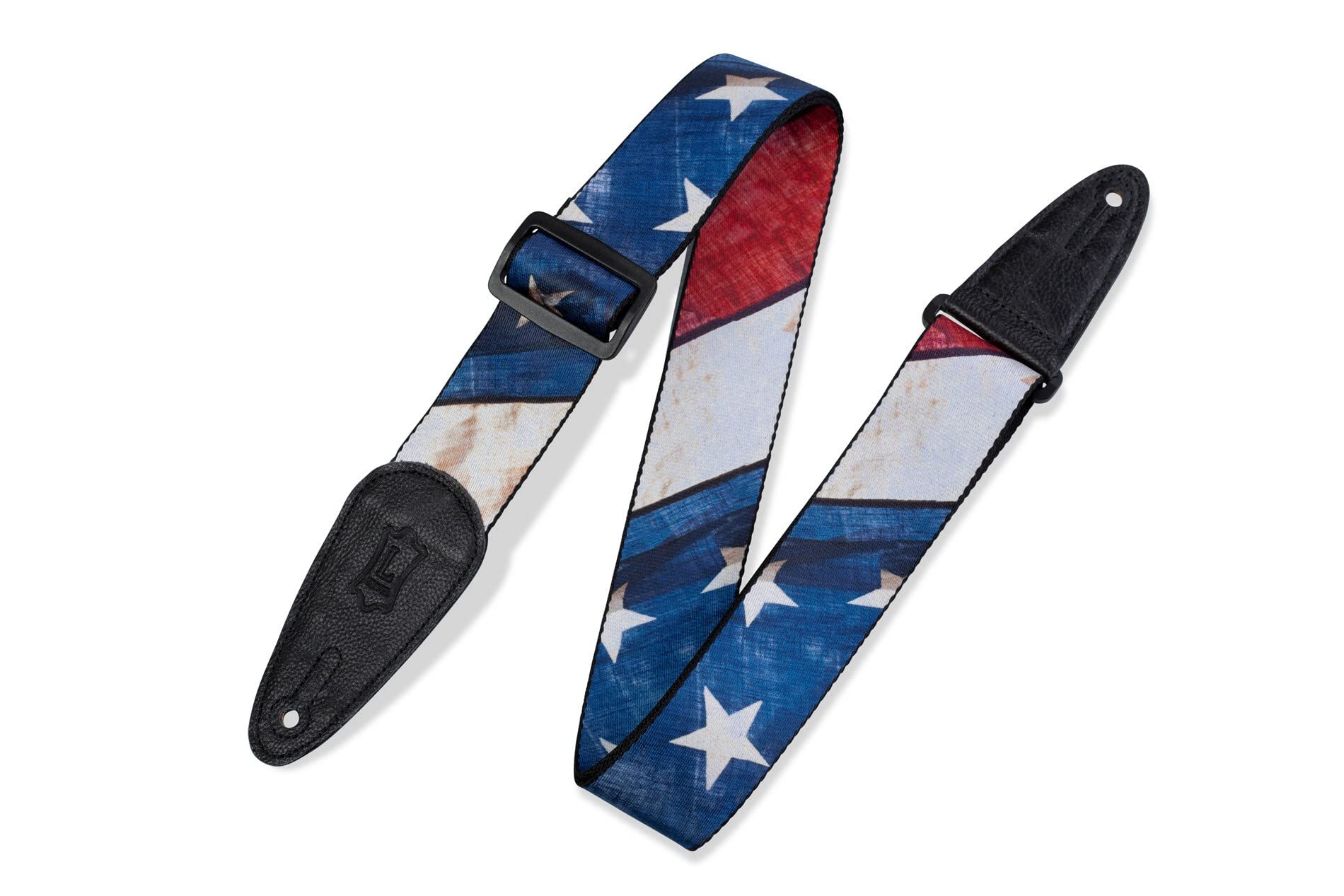 Levy's Leathers 2-inch Sublimation Polyester Guitar Strap Distressed Flag Design United States 0 0
