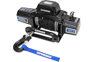 Superwinch Winch, SX 10SR, 10000 lb Capacity, Hawse Fairlead, 12 ft Remote, 3/8 in x 80 ft Synthetic Rope, 12V, Kit