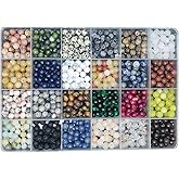 Maonewque 720pcs 6mm Natural Round Stone Beads Gemstone Beading Hole Size 1mm Crystal Energy Stone Healing for Bracelet Necklace Earrings Jewelry Making(24 Colors-3,6mm)