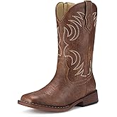 Rollda Kids Cowboy Boots Girls Cowgirl Boots Square Toe Boys Western Boots for Toddler/Little Kid/Big Kid