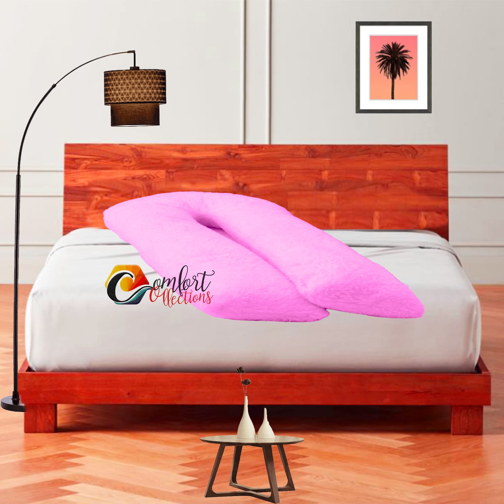 Teddy Fleece Full Body 9FT U Shaped Orthopaedic Pillowcase Cover With Zip Maternity Nursing Pregnancy Super Soft Snug Cuddles 9 Feet Pillowcase U Cover Pink 75cm x 135cm Approximate