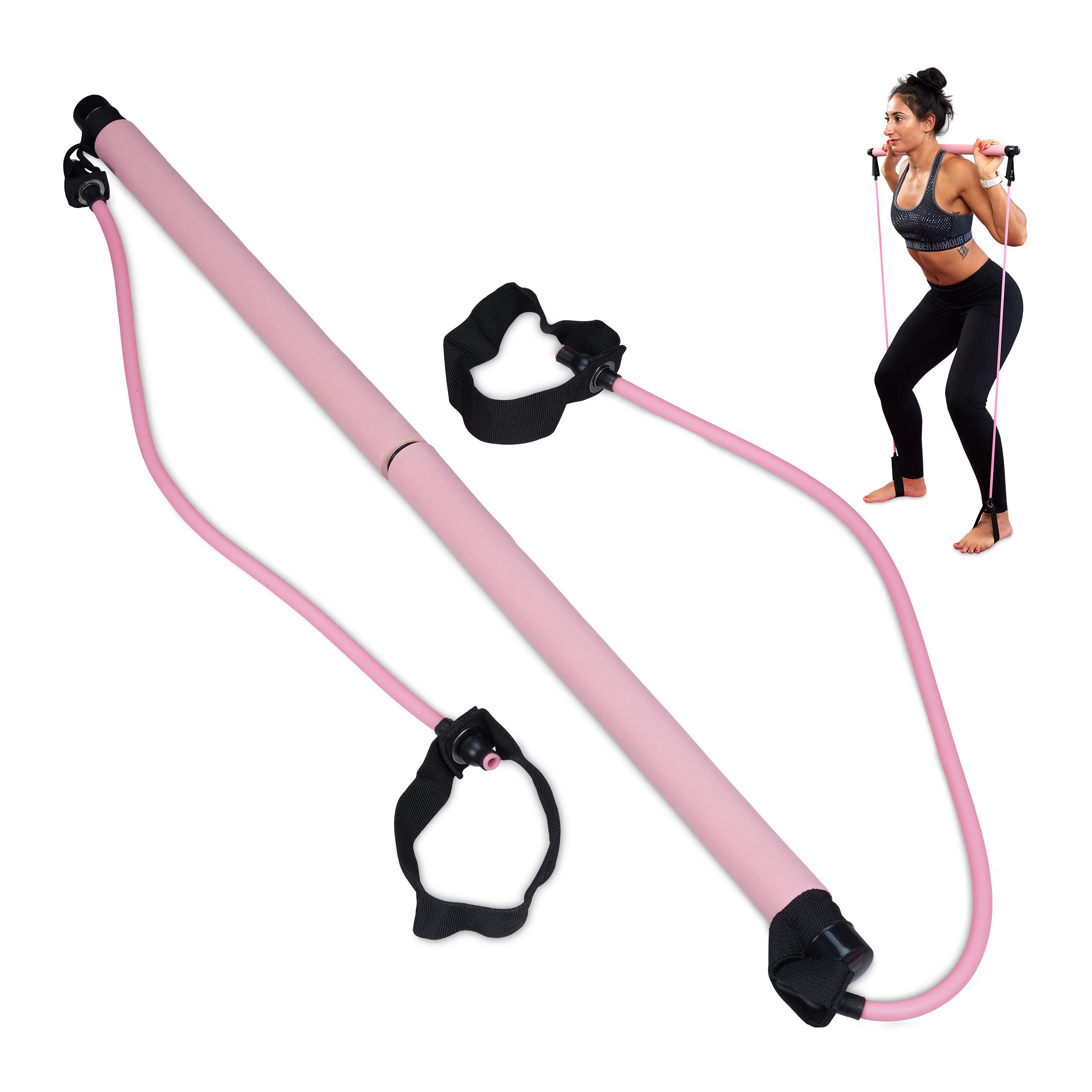 Relaxdays Abdominal Trainer Band, Elastic Sit Up Trainer, Multifunctional, Pedal Resistance Band Home, Pink