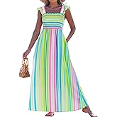 popvil Women Maxi Dress 2026 Spring Spaghetti Strap Summer Long Boho A-Line Flowy Dress Casual Sleeveless Sun Beach Dress