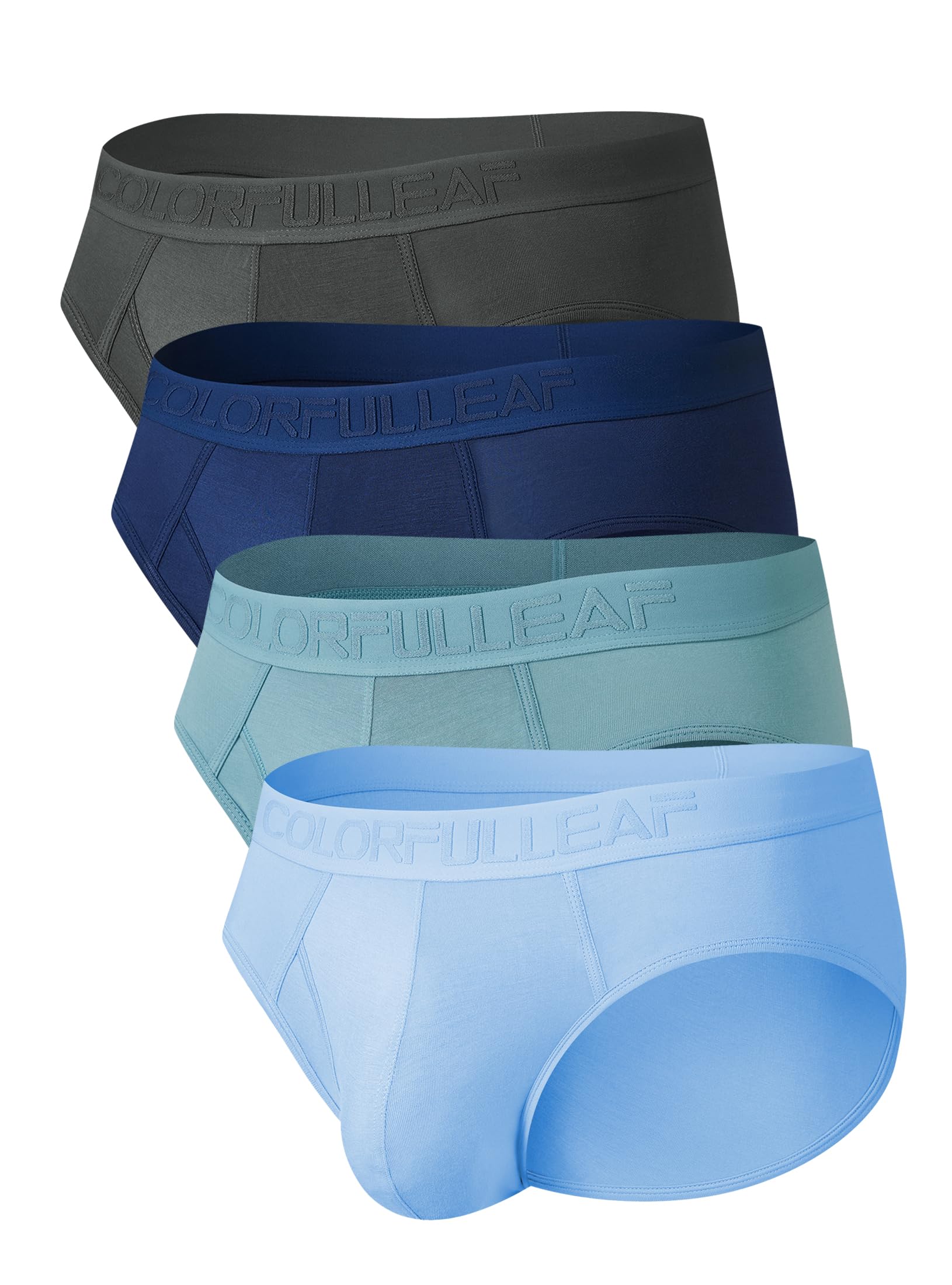 Photo 1 of COLORFULLEAF Men's Bamboo Rayon Briefs Underwear Stretch Super Soft Comfy Open Fly Underpants(4A,M)