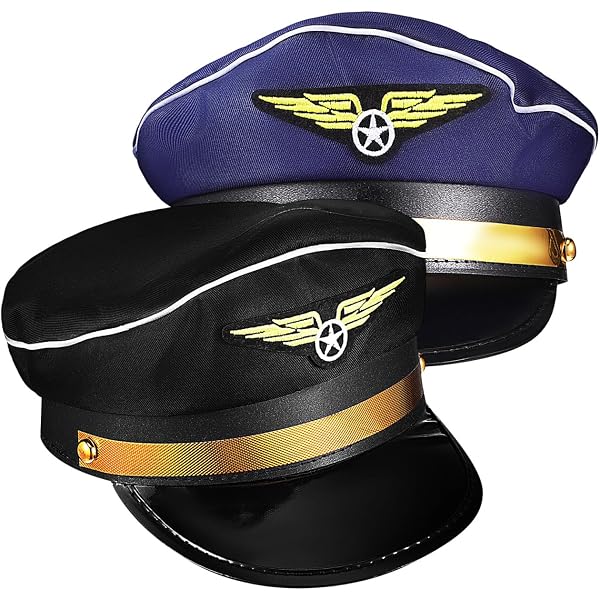 Gorra De Piloto Para Niños Y Adultos – Emblema Bordado Y Visera Dura, Ideal Para Disfraces De Capitán De Aerolínea