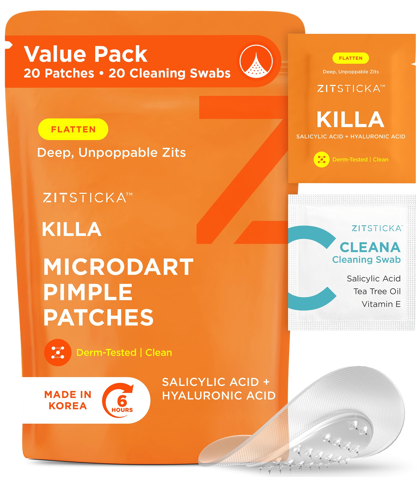 ZitSticka KILLA Kit Microdart Pimple Patches – Advanced Microdart Patch for Early-Stage Zits - Targeted ZitSticka Microdart Pimple Patch & Spot Patches for Breakout Control - 20 Count
