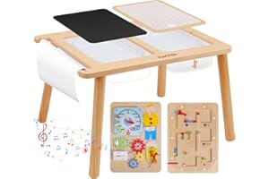 Joylike Sensory Table for Toddlers 1-3 with 2 Large Storage Bins, 4 Montessori Activity Boards and Paper Roll, Educational & Multi-Functional Gift for Kids Draw and Play